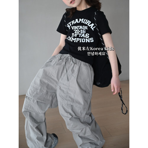 優米左童裝女童工裝褲2025新款洋氣兒童春夏褲子女孩休閒褲中大童