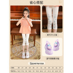女童打底褲夏季薄款2025新款七分褲洋氣燙鑽莫代爾短褲小女孩褲子