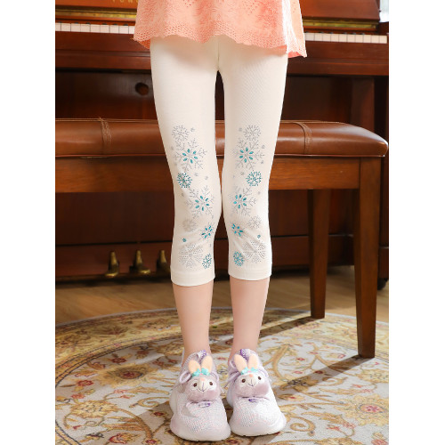 女童打底褲夏季薄款2025新款七分褲洋氣燙鑽莫代爾短褲小女孩褲子