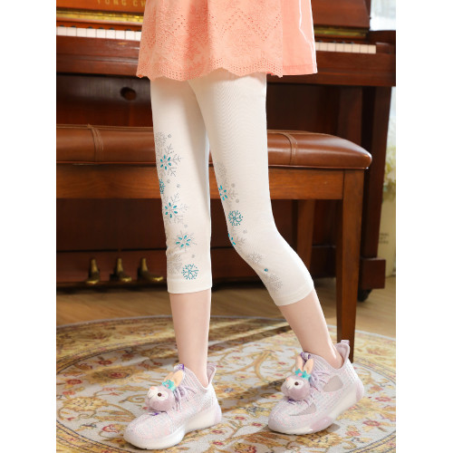 女童打底褲夏季薄款2025新款七分褲洋氣燙鑽莫代爾短褲小女孩褲子