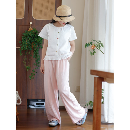 夏女童直筒長褲寬松涼感垂感山本褲中大童女孩防曬褲兒童薄款褲子