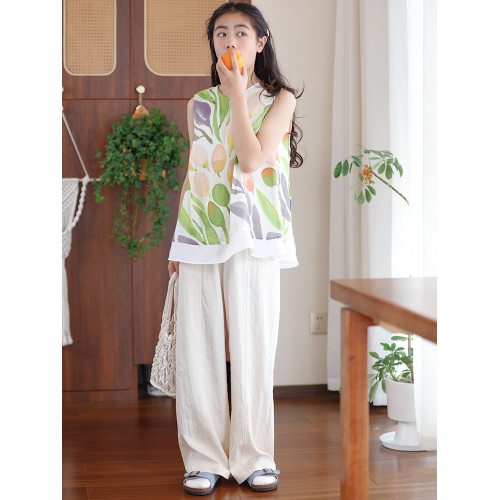 夏女童直筒長褲寬松涼感垂感山本褲中大童女孩防曬褲兒童薄款褲子