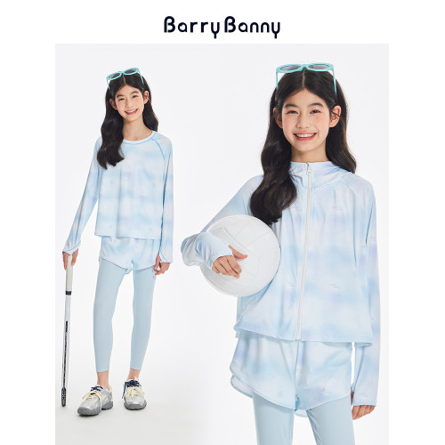 BarryBanny女童運動速乾衣套裝防曬衣UPF300+夏季兒童涼感透氣T恤