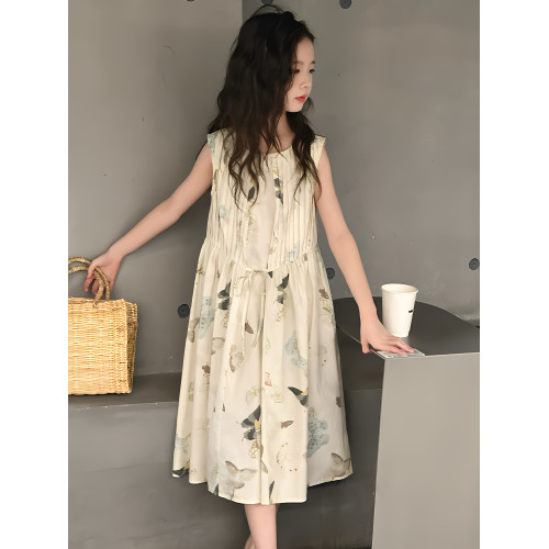 女童連衣裙夏季大兒童純棉洋氣碎花裙12嵗女孩夏裝無袖背心公主裙