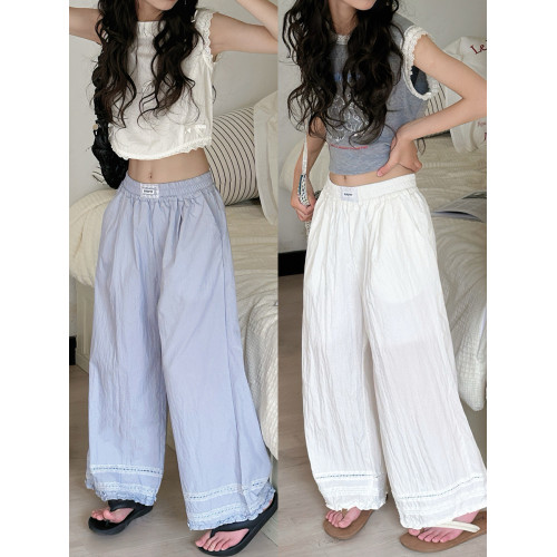 波拉韓女童褲子2025新款兒童夏季直筒褲童裝中大童韓版蕾絲花邊褲