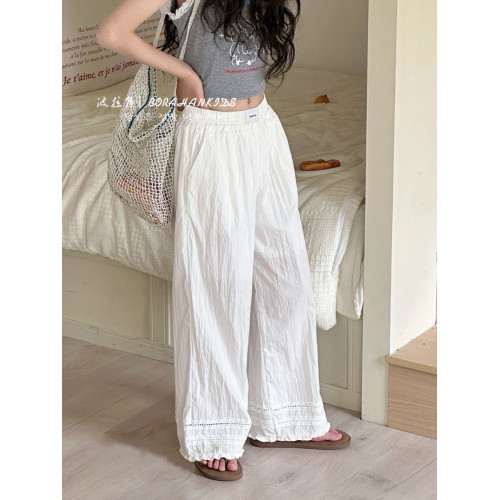 波拉韓女童褲子2025新款兒童夏季直筒褲童裝中大童韓版蕾絲花邊褲