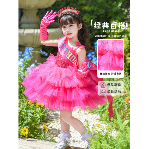 女童芭比娃娃洛麗塔公主裙兒童生日禮服連衣裙女孩亮片禮服蓬蓬裙