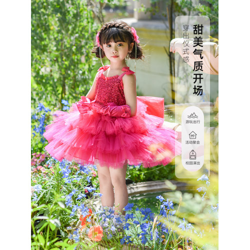 女童芭比娃娃洛麗塔公主裙兒童生日禮服連衣裙女孩亮片禮服蓬蓬裙