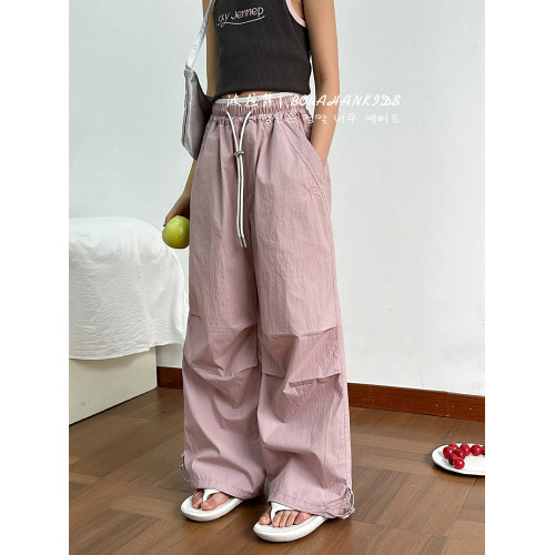 波拉韓女童夏季休閒褲2025新款兒童直筒褲中大童收腳工裝褲防蚊褲