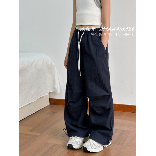 波拉韓女童夏季休閒褲2025新款兒童直筒褲中大童收腳工裝褲防蚊褲