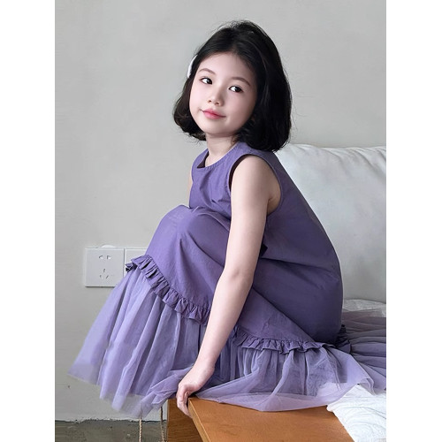 女童連衣裙2025夏季新款洋氣女孩網紗裙女大童夏裝公主裙兒童裙子