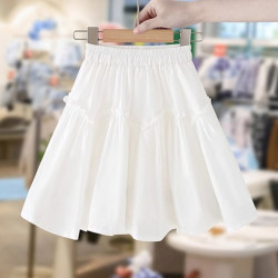 女童半身裙夏季2025新款洋氣兒童裙子夏裝薄款女大童白色A字短裙