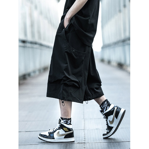 AOGZ夏季七分褲男新款寬松濶腿褲國潮牌薄款運動褲子機能工裝短褲