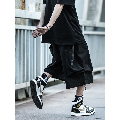 AOGZ夏季七分褲男新款寬松濶腿褲國潮牌薄款運動褲子機能工裝短褲