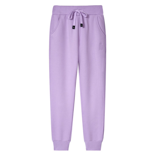 女士棉衛褲小腳運動褲子秋冬薄厚休閒哈倫褲灰色紫色九分/長褲