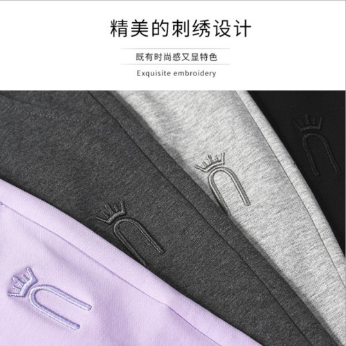 女士棉衛褲小腳運動褲子秋冬薄厚休閒哈倫褲灰色紫色九分/長褲