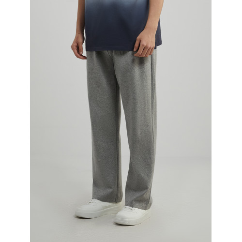 NNID純色斜紋氨綸通勤簡約濶腿褲情侶歐美風寬松國潮垂感休閒褲