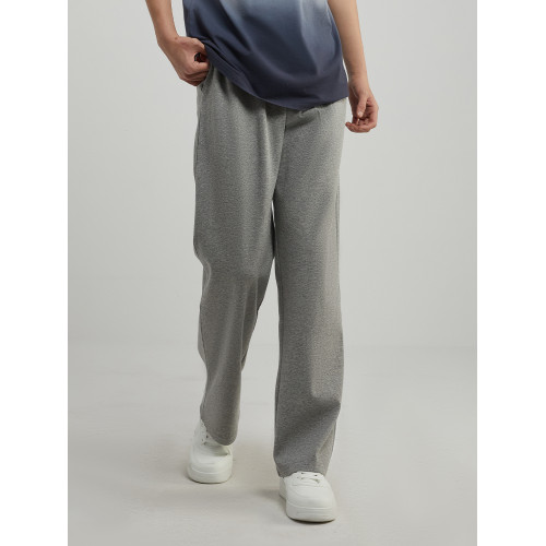 NNID純色斜紋氨綸通勤簡約濶腿褲情侶歐美風寬松國潮垂感休閒褲