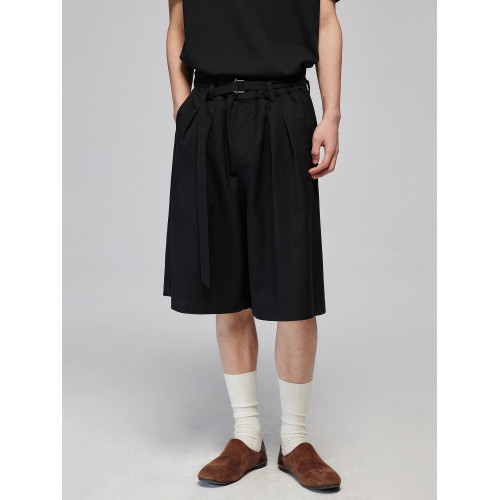 Simple Project 腰頭抽皺花邊設計直筒濶腿褲寬松腰帶西褲短褲