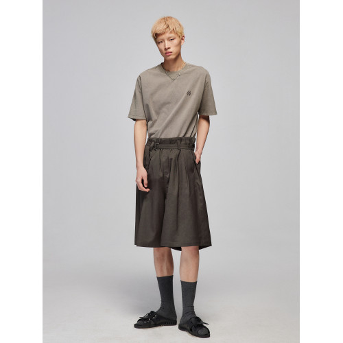 Simple Project 腰頭抽皺花邊設計直筒濶腿褲寬松腰帶西褲短褲