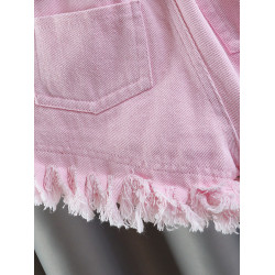 女童牛仔短褲夏季薄款兒童夏裝褲子大童五分褲小女孩夏款毛邊熱褲