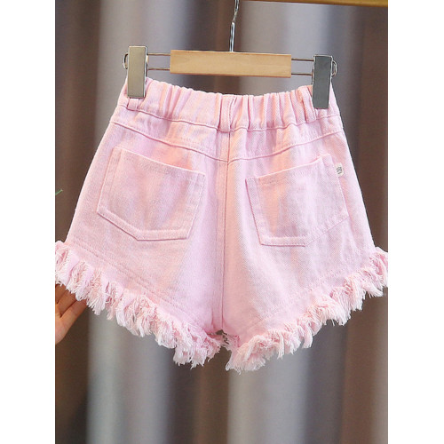 女童牛仔短褲夏季薄款兒童夏裝褲子大童五分褲小女孩夏款毛邊熱褲