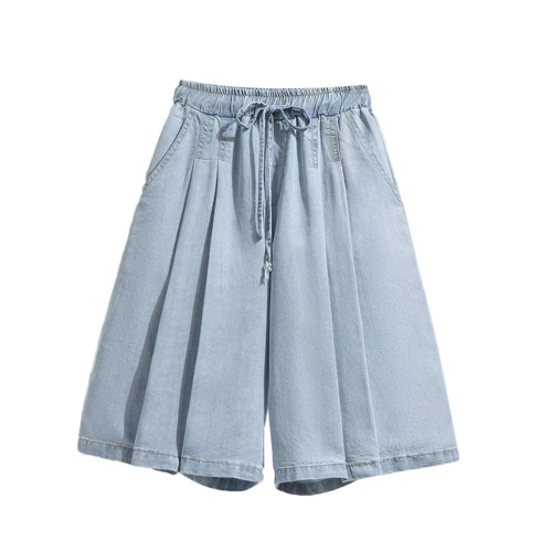 胖女童女孩大童加肥加大碼2025新款夏季薄款天絲牛仔短褲五分褲子