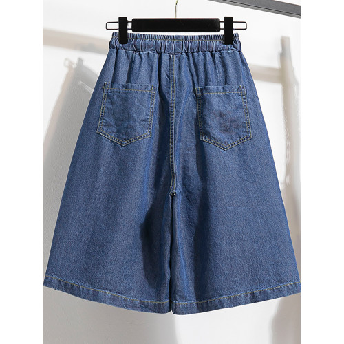 胖女童女孩大童加肥加大碼2025新款夏季薄款天絲牛仔短褲五分褲子