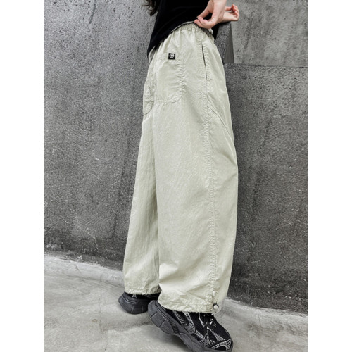 女童冰絲褲子夏季薄款2025新款兒童大童女孩運動速乾防蚊工裝長褲