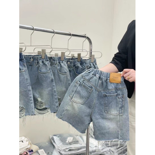 波拉韓國童裝女童短褲2025夏季兒童破洞牛仔中褲中大童五分褲子潮