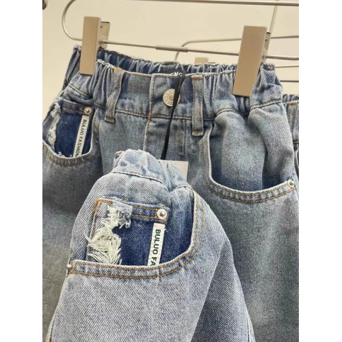 波拉韓國童裝女童短褲2025夏季兒童破洞牛仔中褲中大童五分褲子潮