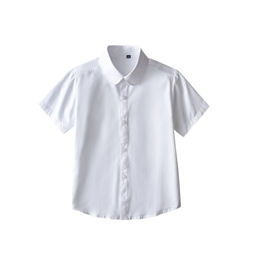女童純棉半袖白色襯衫夏小學生表演出校服兒童短袖襯衣女孩學院風