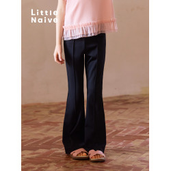 Little Naive女童喇叭褲春夏薄款兒童休閒褲女童多巴胺微喇褲長褲