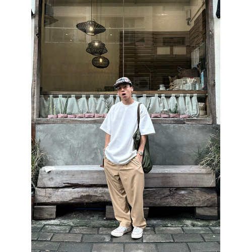 DetourStudio日系休閒垂感西褲抗皺百搭雙褶濶腿褲寬松長褲男潮