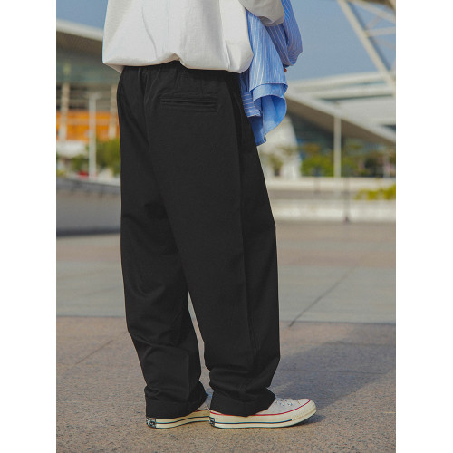 DetourStudio日系休閒垂感西褲抗皺百搭雙褶濶腿褲寬松長褲男潮