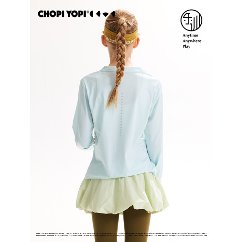 chopiyopi童裝 女童網孔拼接基礎訓練打底衫夏季新款運動長袖T恤