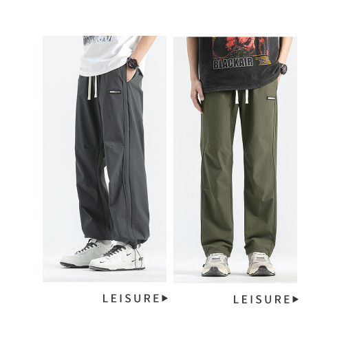 夏季冰絲褲子男士高個子加長薄款運動彈力直筒長褲寬松百搭濶腿褲