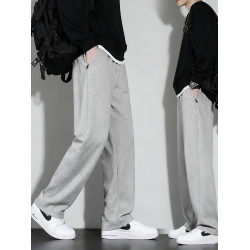 春秋冬季運動長褲男款寬松休閒褲純棉加絨加厚保暖青少年直筒衛褲