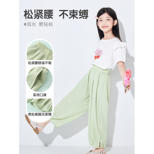 女童九分防蚊褲夏季薄款兒童速乾褲子冰絲2025新款女孩夏天運動褲