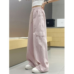 女童褲子夏季新款冰絲工裝孩直筒黑色兒童中大童防蚊長褲天濶腿薄