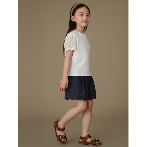 哈齒童裝夏季新款兒童休閒褲簡約設計感花瓣五分褲女童短褲中大童