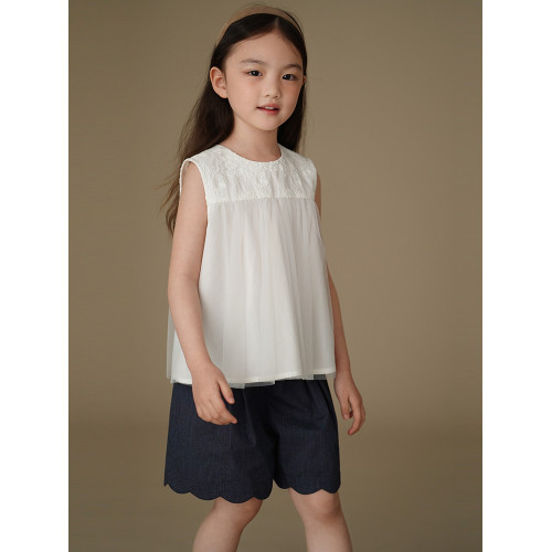 哈齒童裝夏季新款兒童休閒褲簡約設計感花瓣五分褲女童短褲中大童