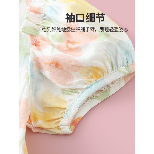 女童碎花連衣裙夏季2025新款夏裝中大童洋氣公主裙兒童田園風裙子
