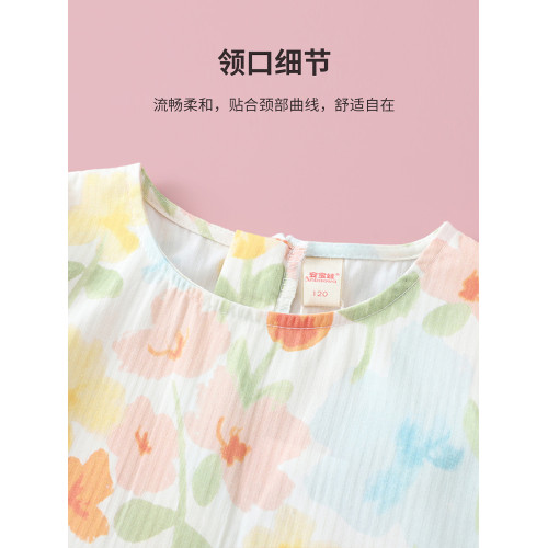 女童碎花連衣裙夏季2025新款夏裝中大童洋氣公主裙兒童田園風裙子