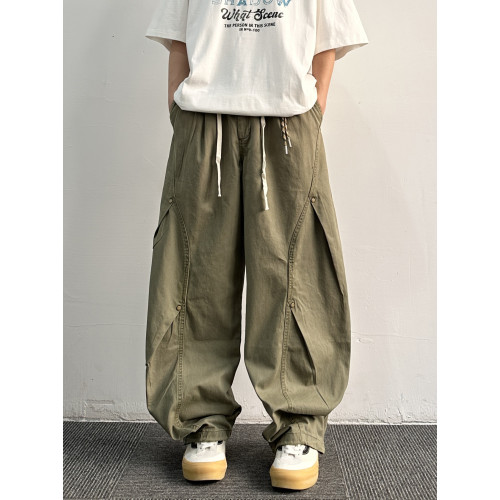 MINAZUKI日系復古廓形工裝褲男女寬松直筒休閒Vintage濶腿褲子潮