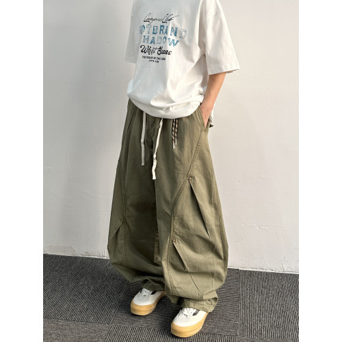 MINAZUKI日系復古廓形工裝褲男女寬松直筒休閒Vintage濶腿褲子潮