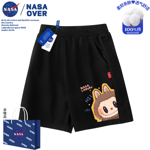 NASA兒童可愛拉布布印花短褲中大童2025夏季新款純棉卡通運動褲子