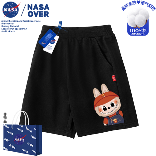 NASA兒童可愛拉布布印花短褲中大童2025夏季新款純棉卡通運動褲子
