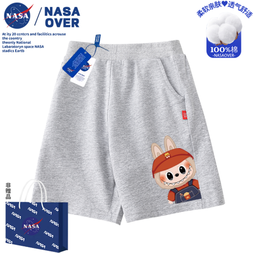 NASA兒童可愛拉布布印花短褲中大童2025夏季新款純棉卡通運動褲子