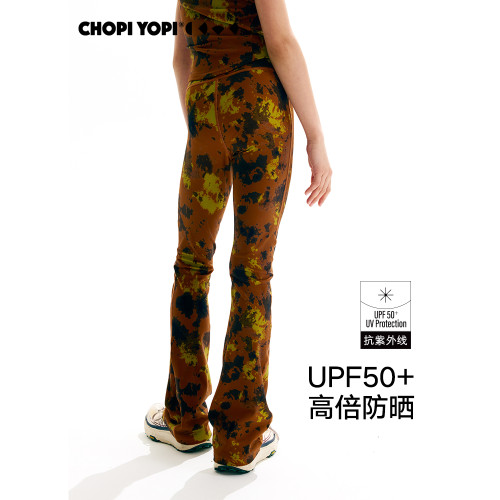 chopiyopi【彈跳皮】 女童紥染運動喇叭褲夏季防曬速乾運動瑜伽褲